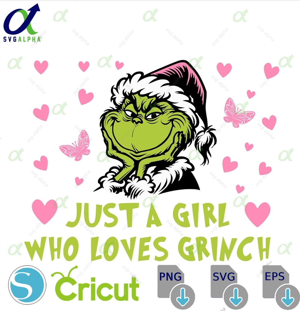 Just A Girl Who Loves Grinch Christmas T-shirt-cute Pink Hearts Butterfly Holiday Tee